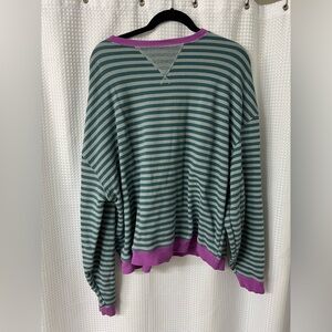 Free People Teal and Purple Striped Sweater